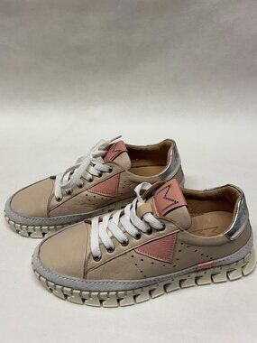 MIZ MOOZ LEATHER CASUAL PLATFORM LACE UP SNEAKERS IVORY CORAL 37EU / 7US T-48